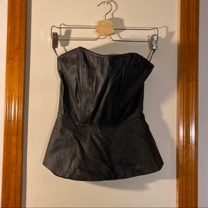 Faux leather peplum top
